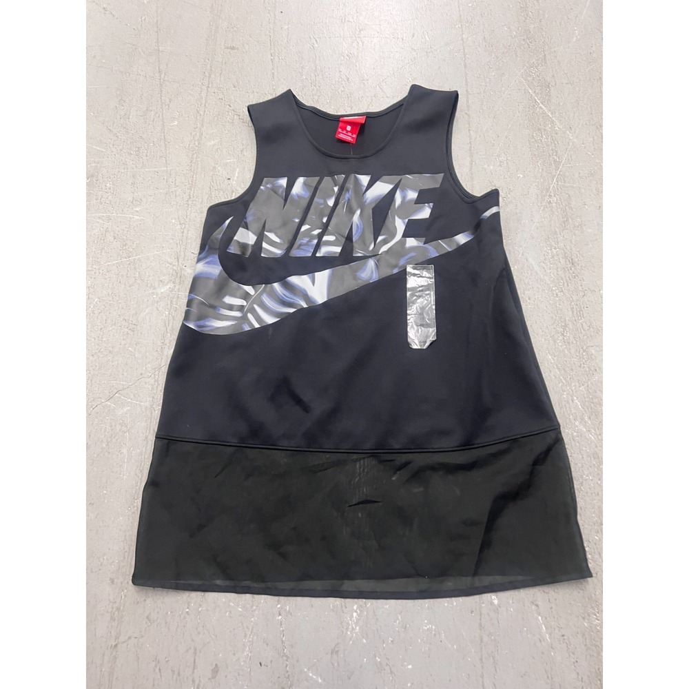 Nike Tank Top Womens XS Black Graphic Print‎ Mesh Hem Performance Activewear NWT